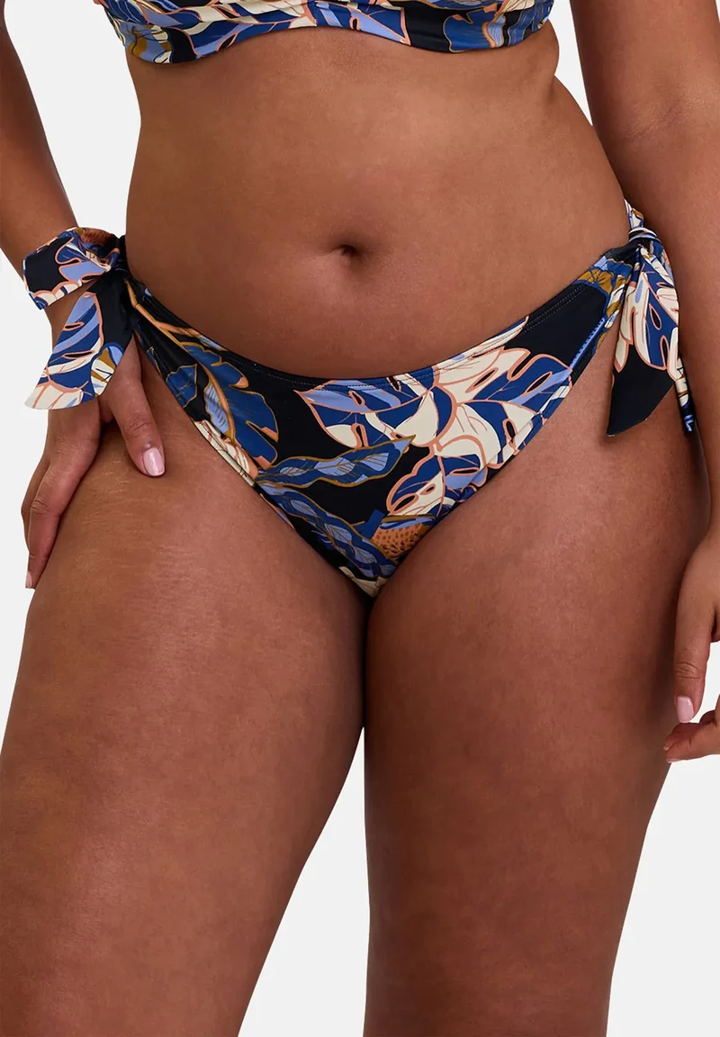 Slip de bain échancré Fidji Imprimé Exotique Noir