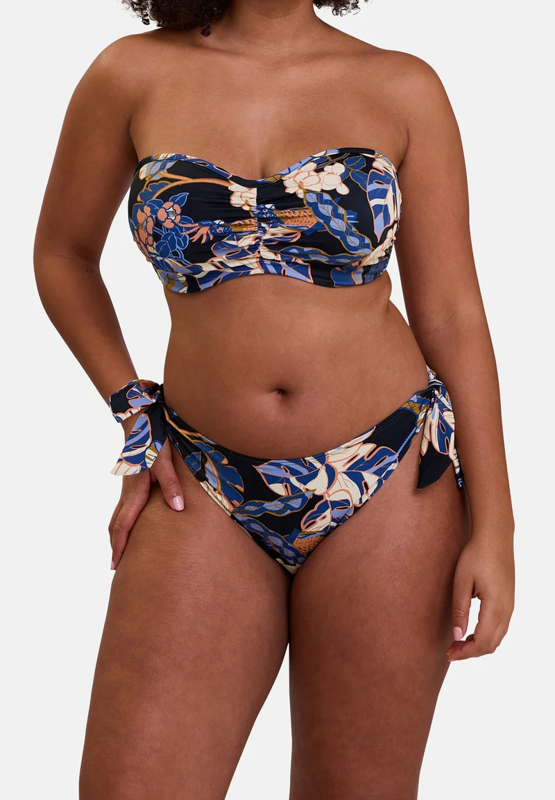 Slip de bain échancré Fidji Imprimé Exotique Noir