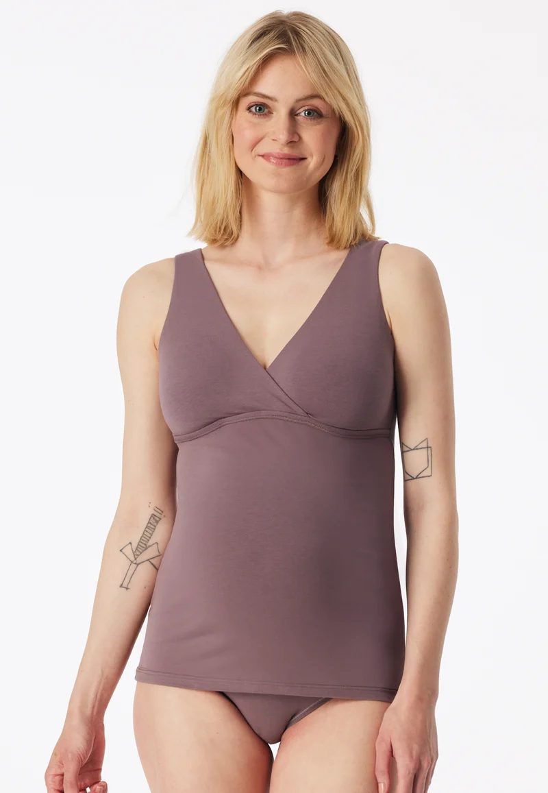 Umstandstop mit Cups V-Ausschnitt Lila - Unique Maternity