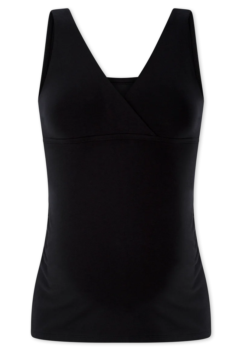 Umstandstop mit Cups V-Ausschnitt Schwarz - Unique Maternity
