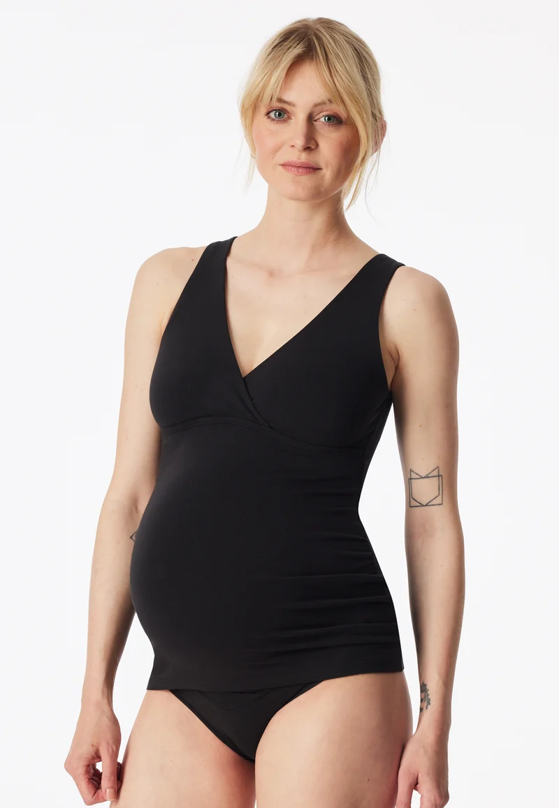 Umstandstop mit Cups V-Ausschnitt Schwarz - Unique Maternity