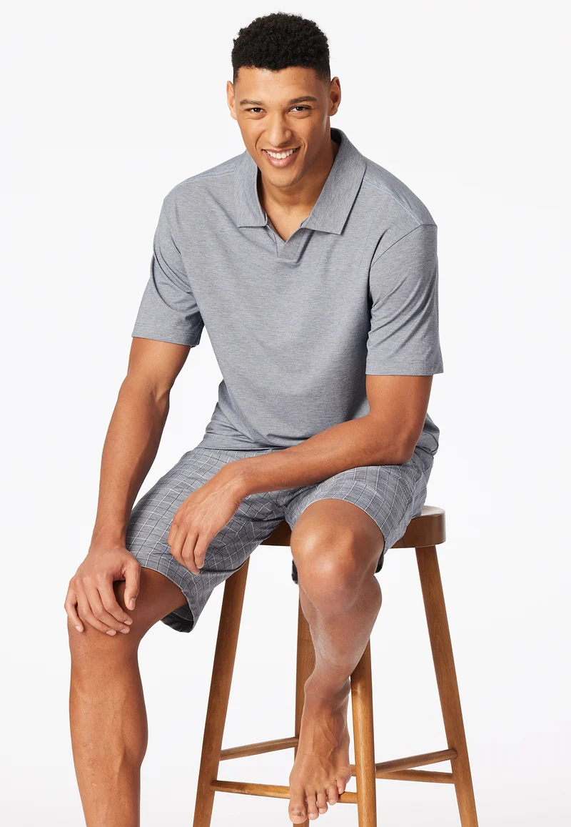 Schlafanzug kurz Grau kariert - Selected Premium