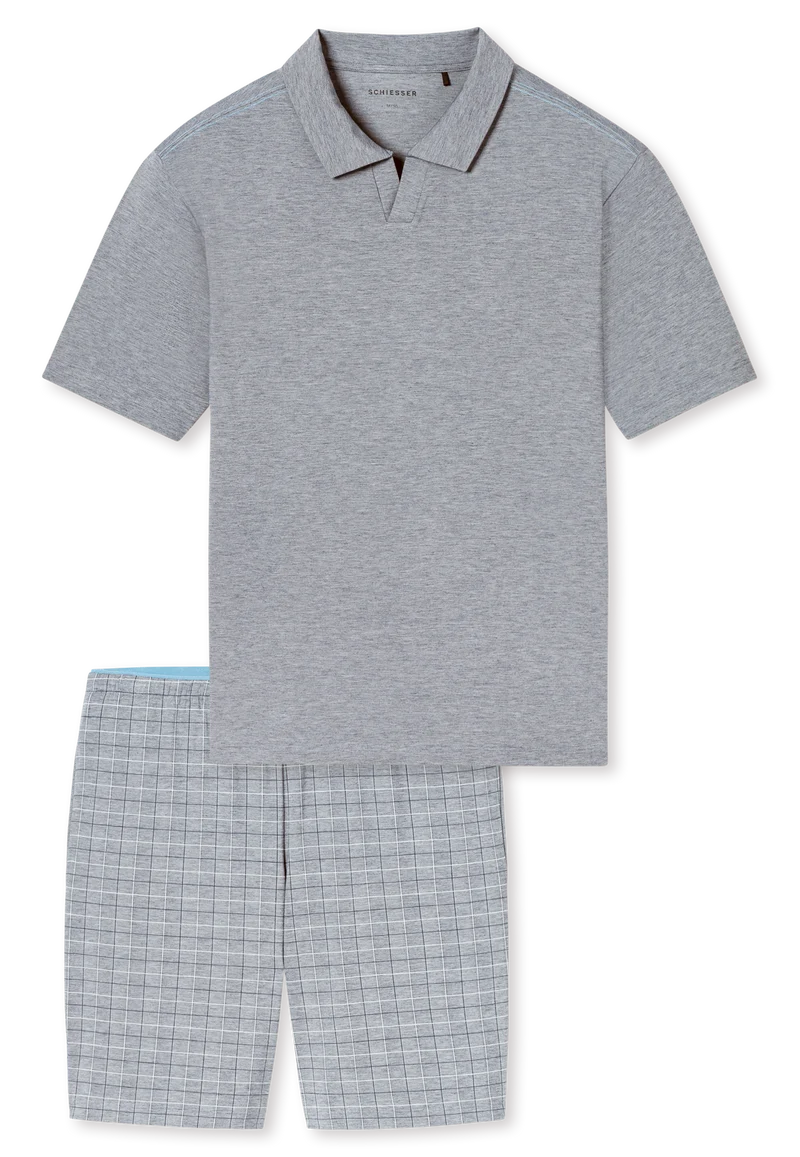 Schlafanzug kurz Grau kariert - Selected Premium