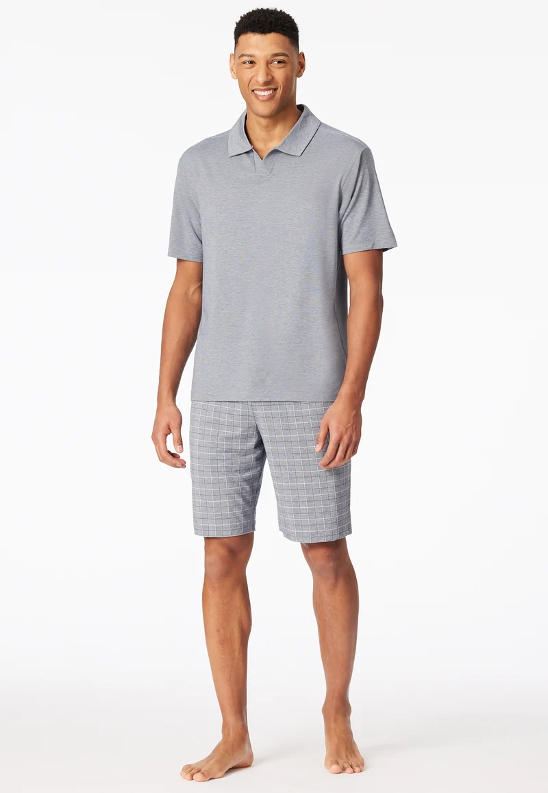 Schlafanzug kurz Grau kariert - Selected Premium