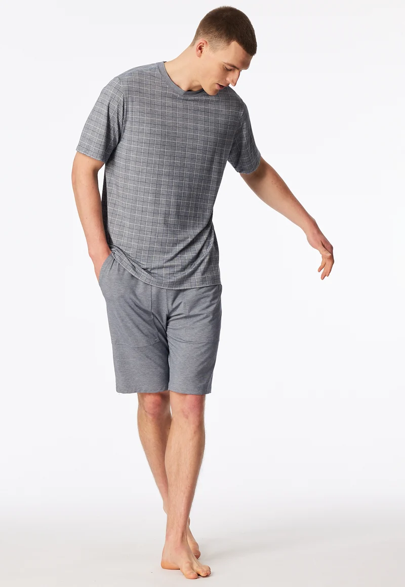 Schlafanzug kurz Grau kariert - Selected Premium