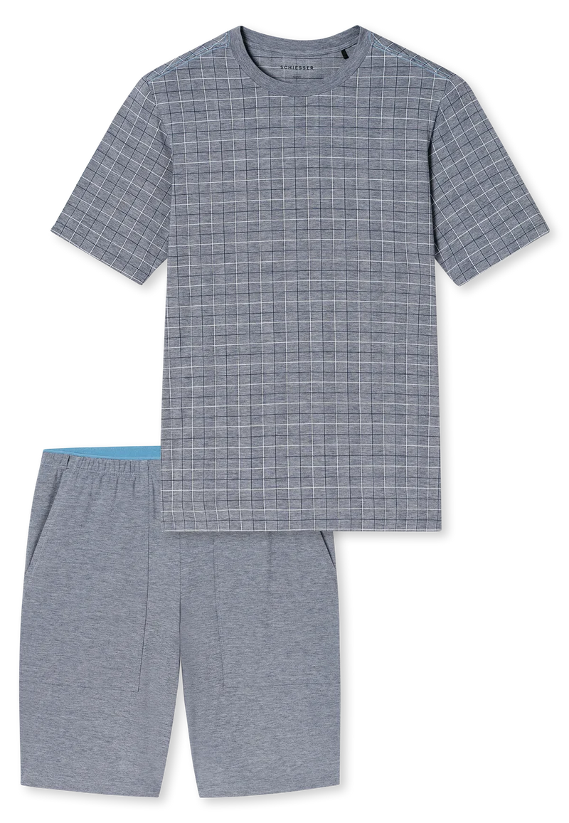 Schlafanzug kurz Grau kariert - Selected Premium