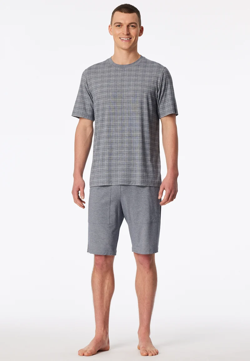 Schlafanzug kurz Grau kariert - Selected Premium