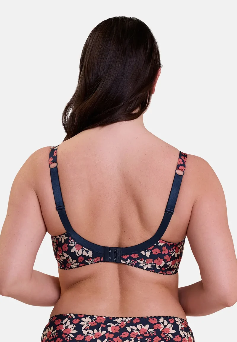 Soutien-gorge emboîtant Amélie Print Imprimé Floral Marine et Rouge