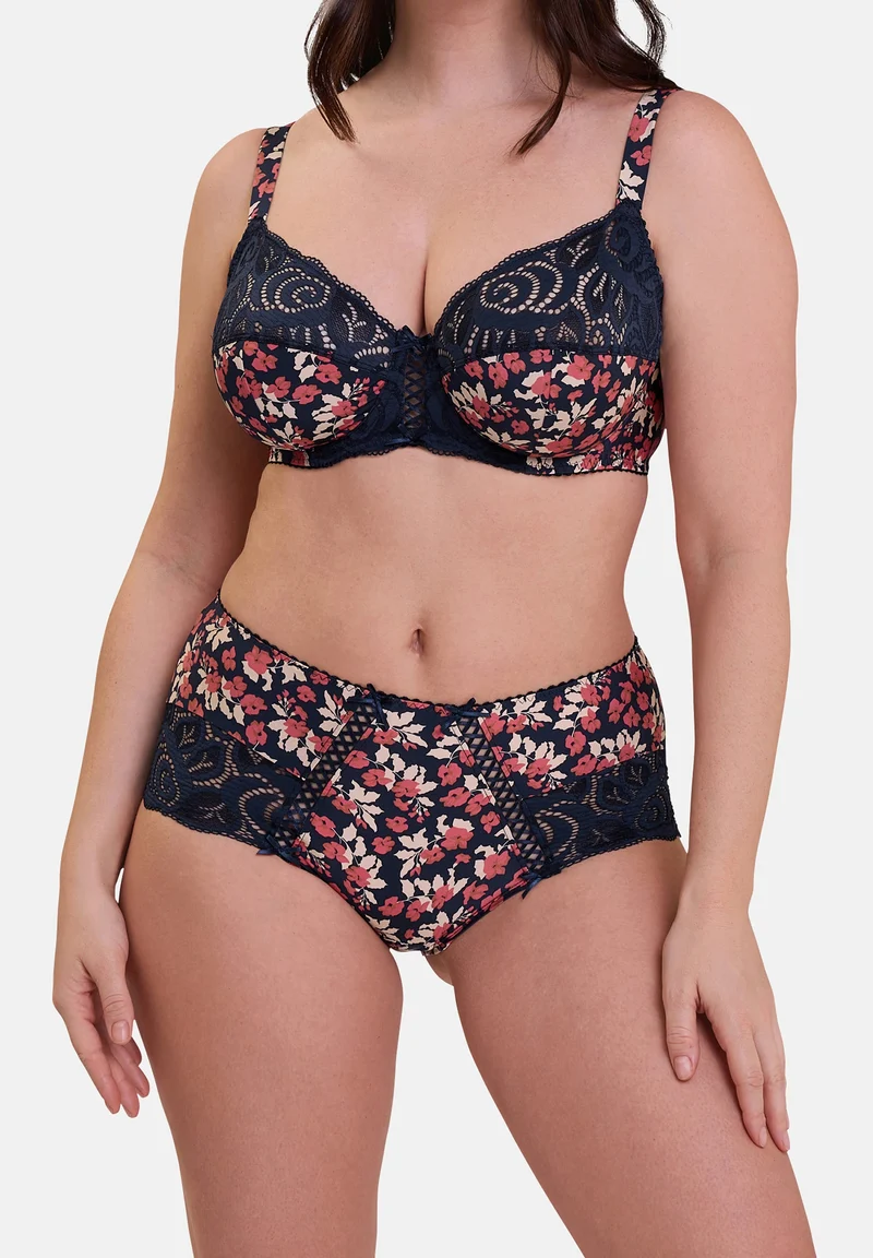 Soutien-gorge emboîtant Amélie Print Imprimé Floral Marine et Rouge