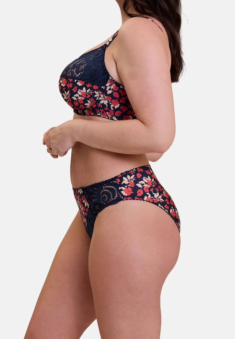 Soutien-gorge emboîtant Amélie Print Imprimé Floral Marine et Rouge