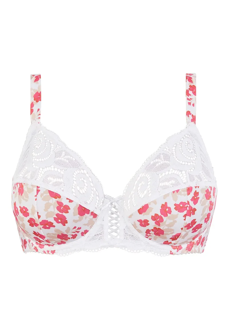 Soutien-gorge emboîtant Amélie Print Imprimé Floral Blanc et Rouge