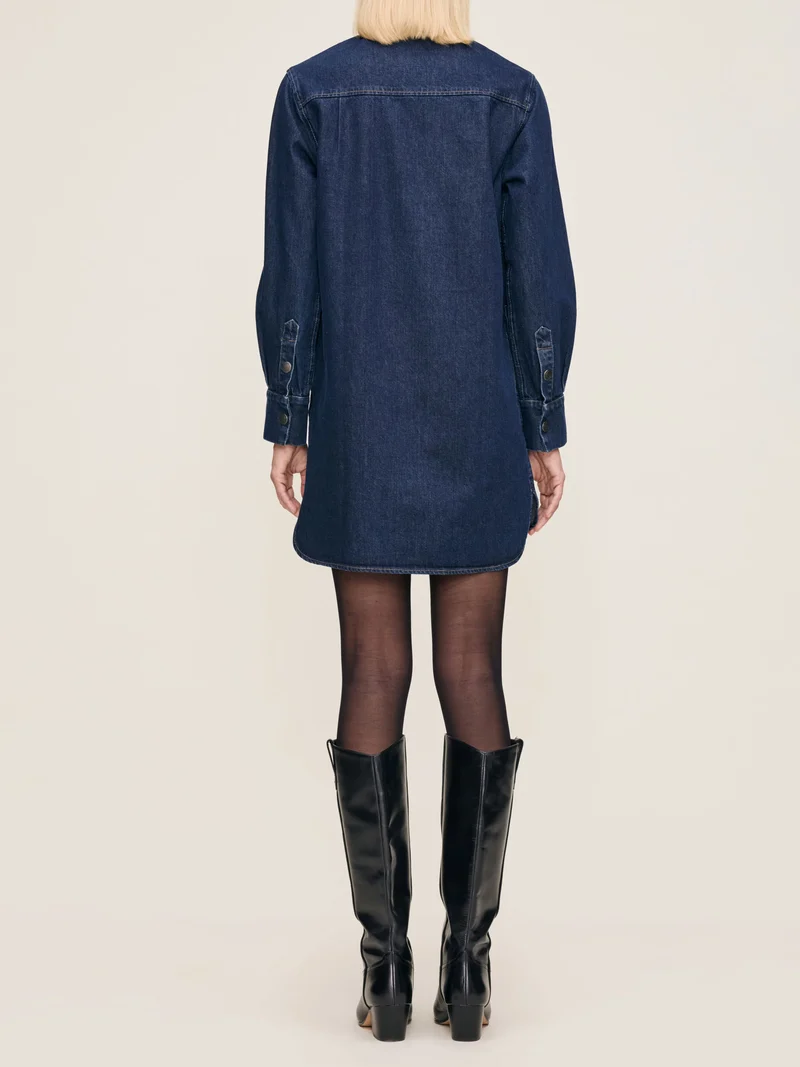 Robe chemise courte en denim Faye