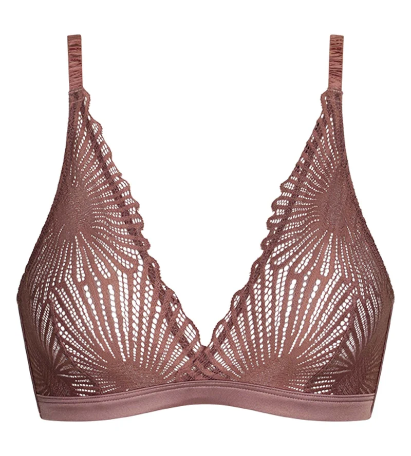 Soutien-gorge triangle sans armatures en dentelle Marron Chocolove