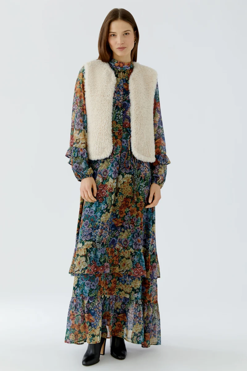 Veste courte sans manches à texture pelucheuse