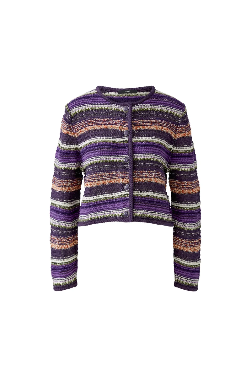 Cardigan court texturé à rayures