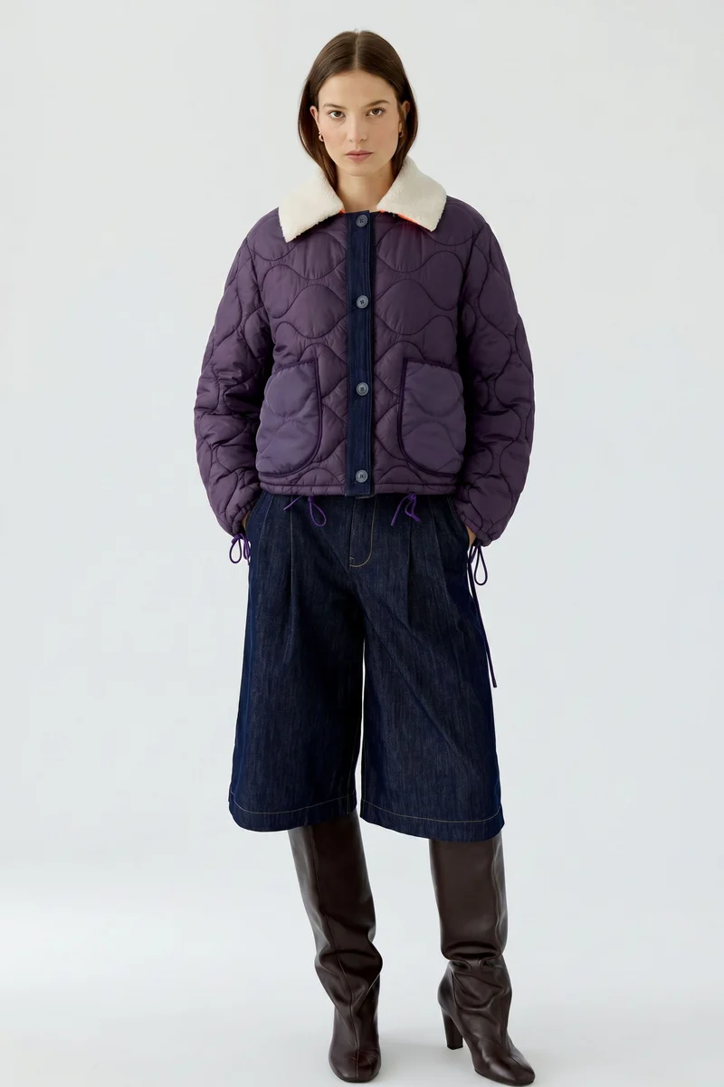 Manteau matelassé réversible à col mouton