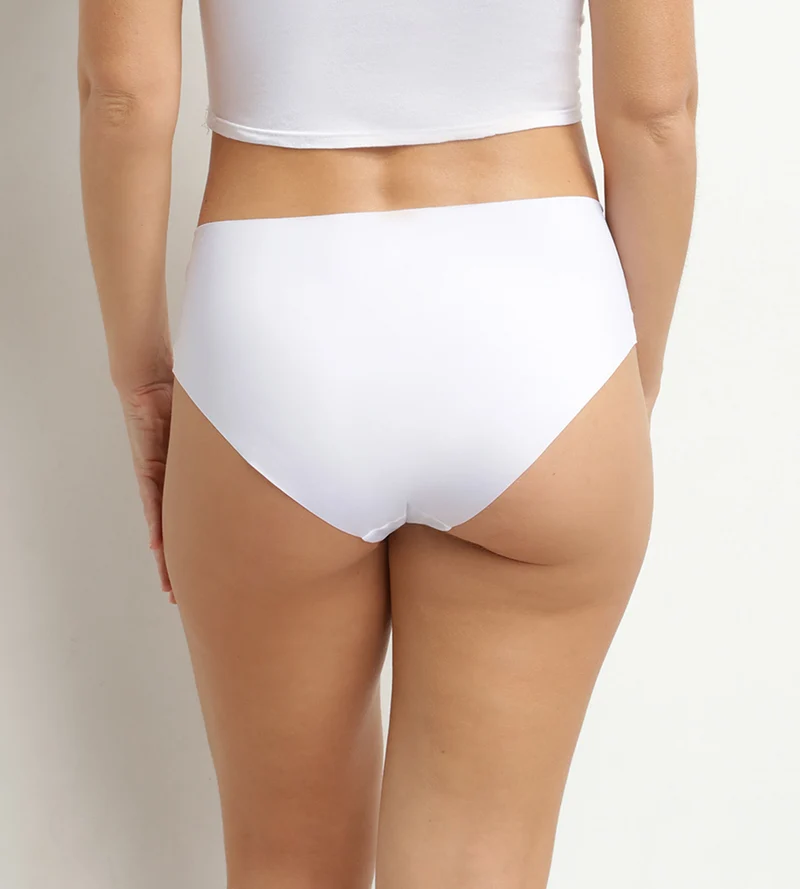 Culotte taille haute femme invisible en microfibre Blanc Dim