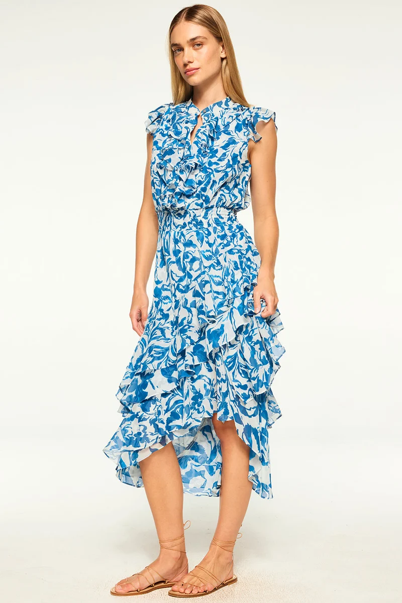 Robe midi asymétrique avec imprimé aquarelle Ilysa