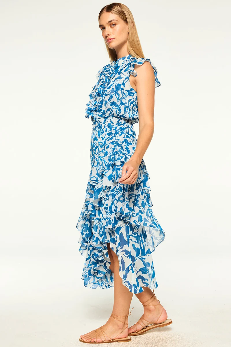 Robe midi asymétrique avec imprimé aquarelle Ilysa