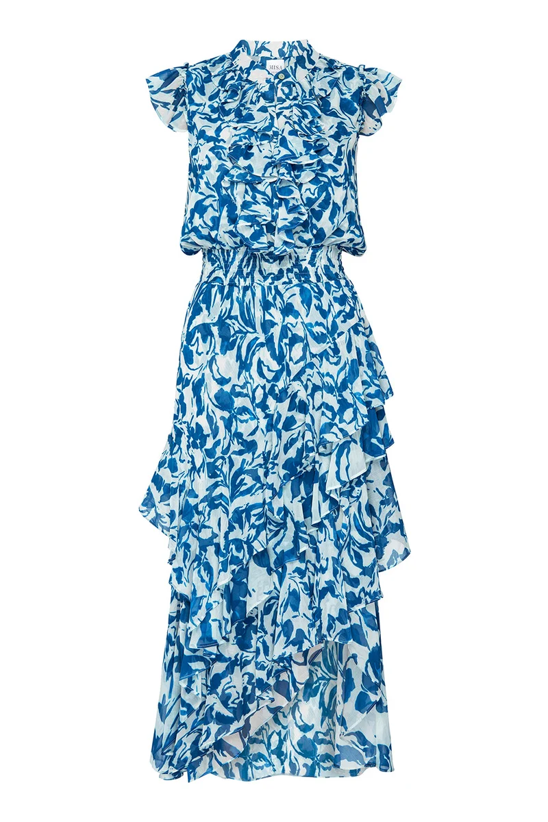 Robe midi asymétrique avec imprimé aquarelle Ilysa