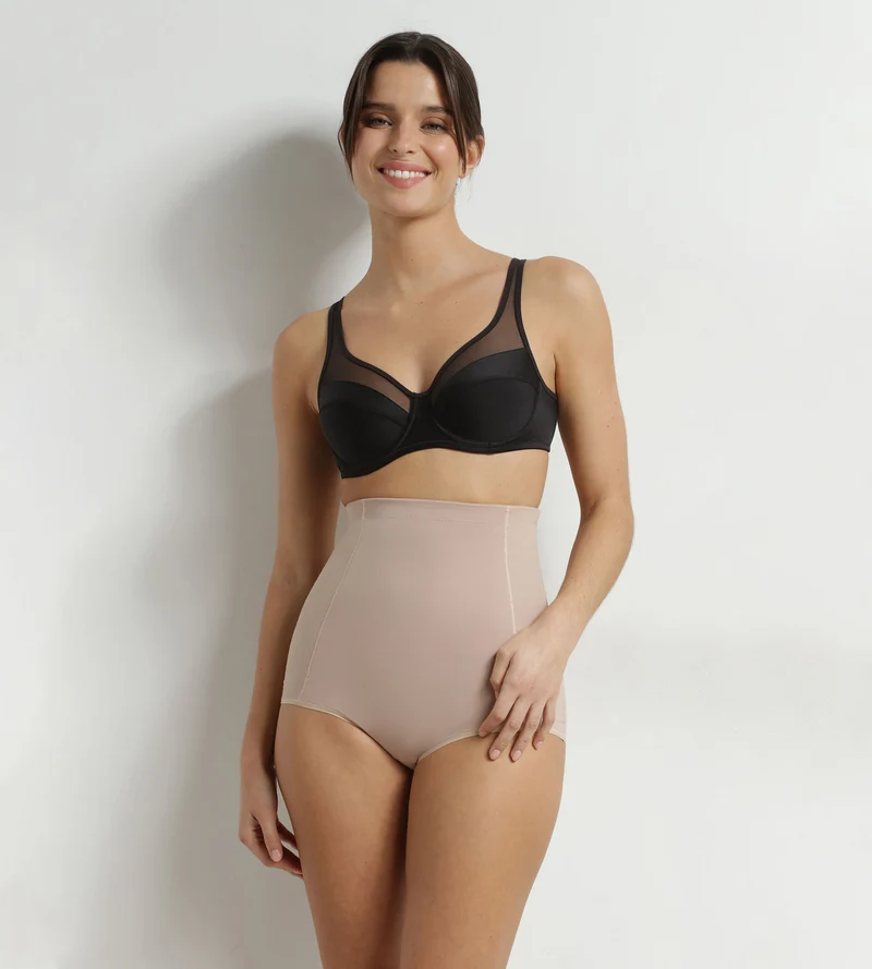 Gaine taille haute femme en microfibre nude Dim Silhouette Contour