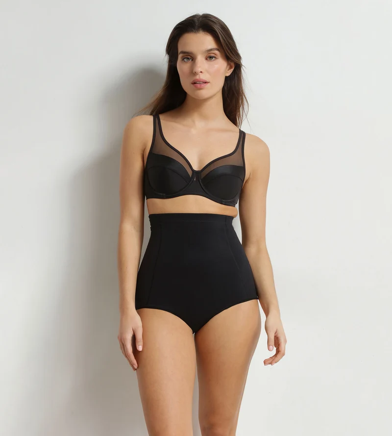 Gaine taille haute femme en microfibre Noir Dim Silhouette Contour