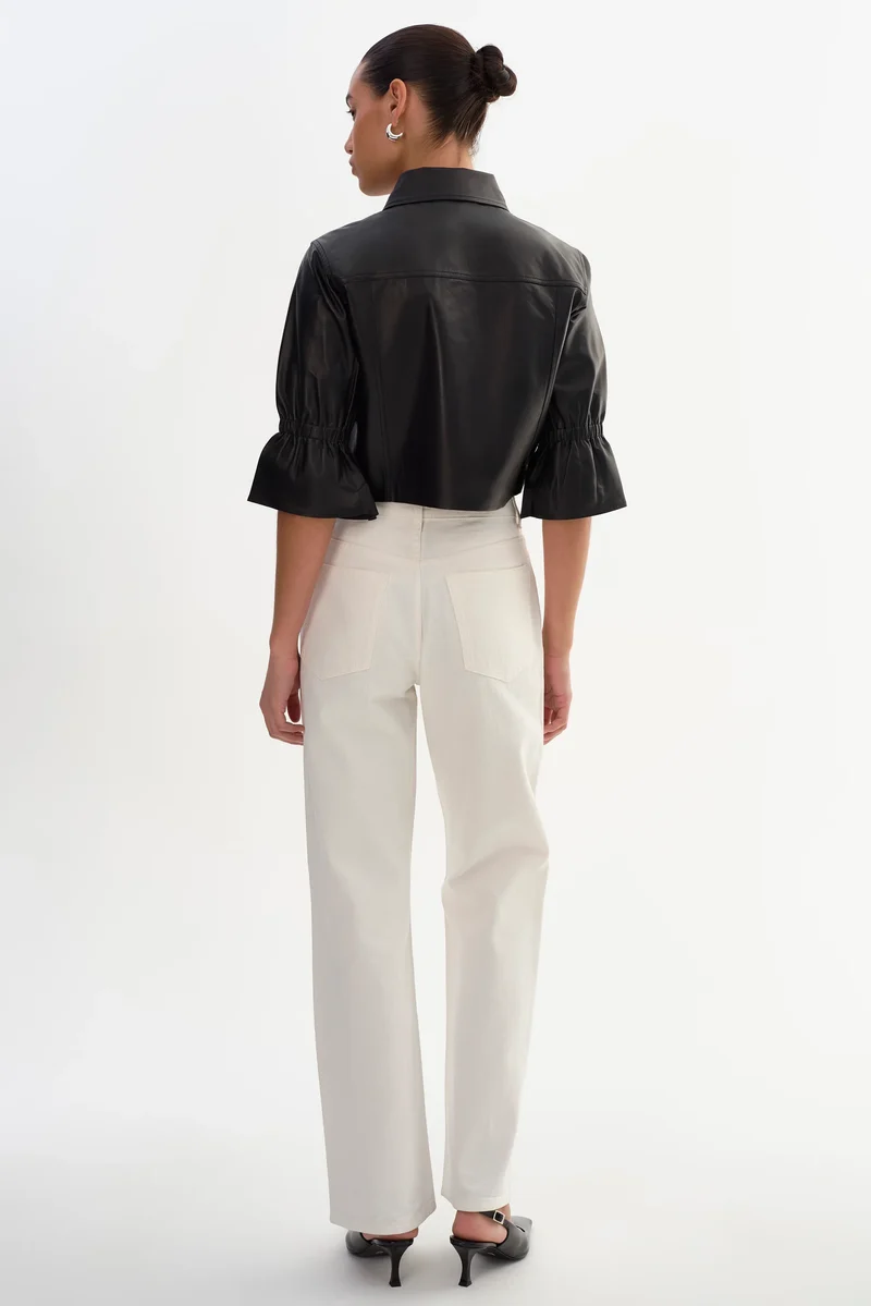 Veste-chemise courte à manches volantées Carolina