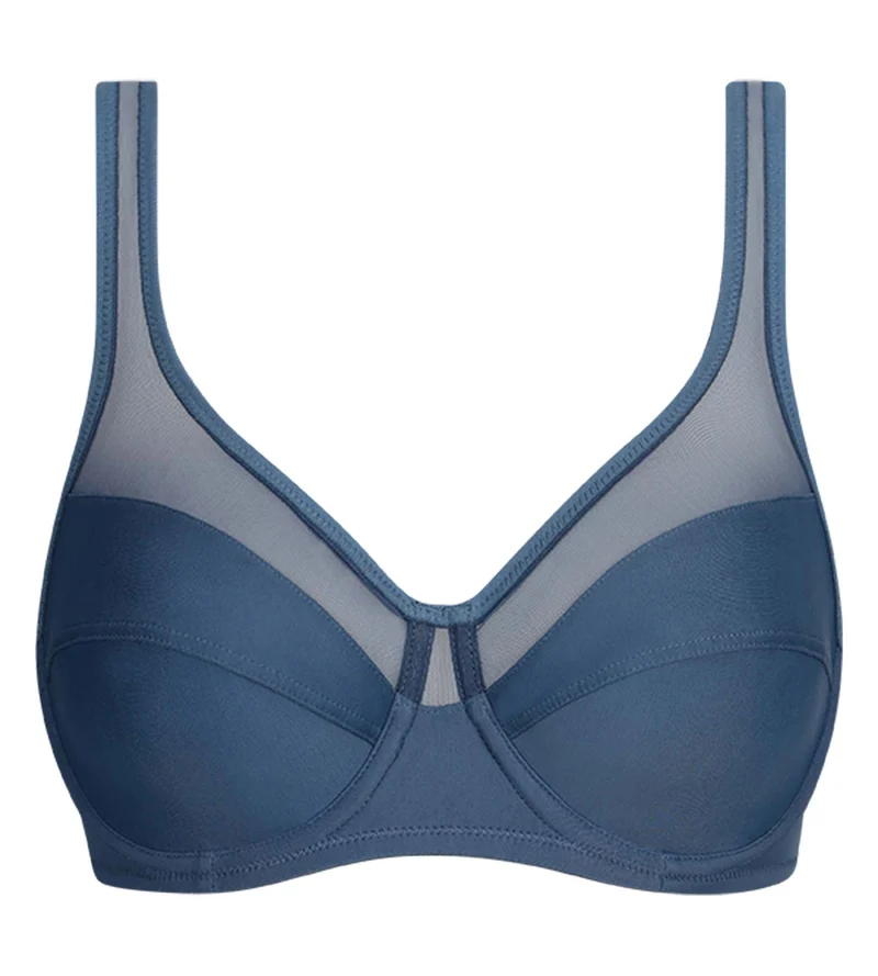 Soutien-gorge emboîtant en microfibre et tulle Bleu Cendré Generous