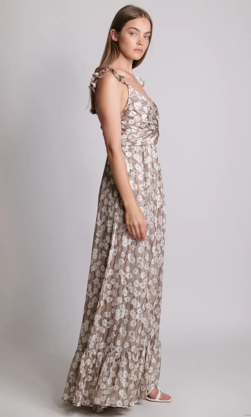 Robe longue en chiffon avec imprimé floral Silvia