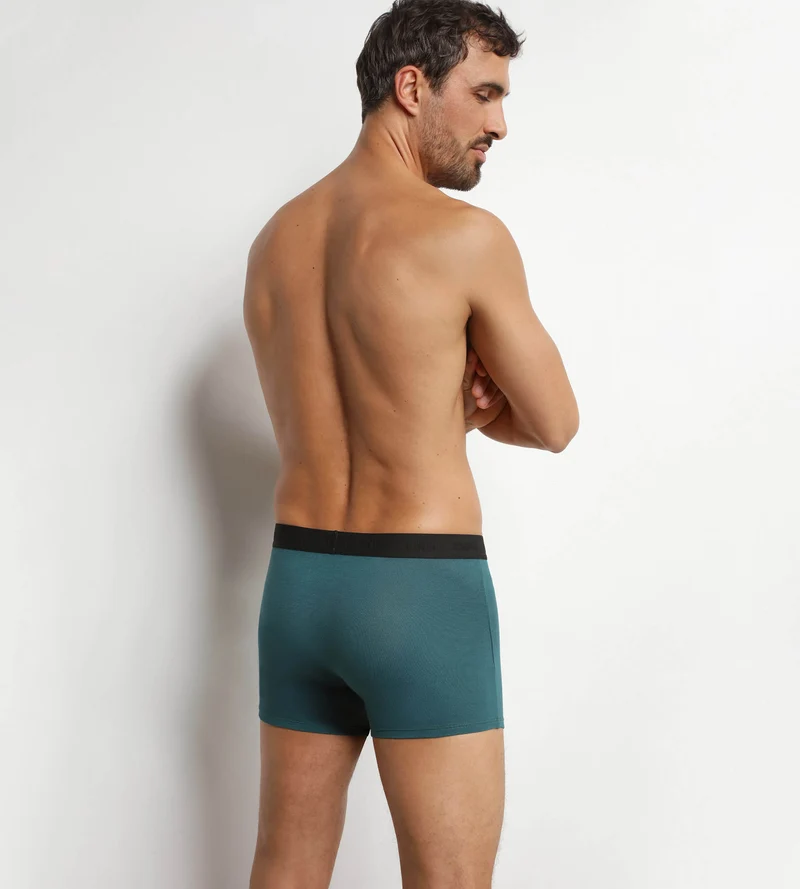 Boxer homme en coton modal piqué Bleu Méditerranée Dim Smart