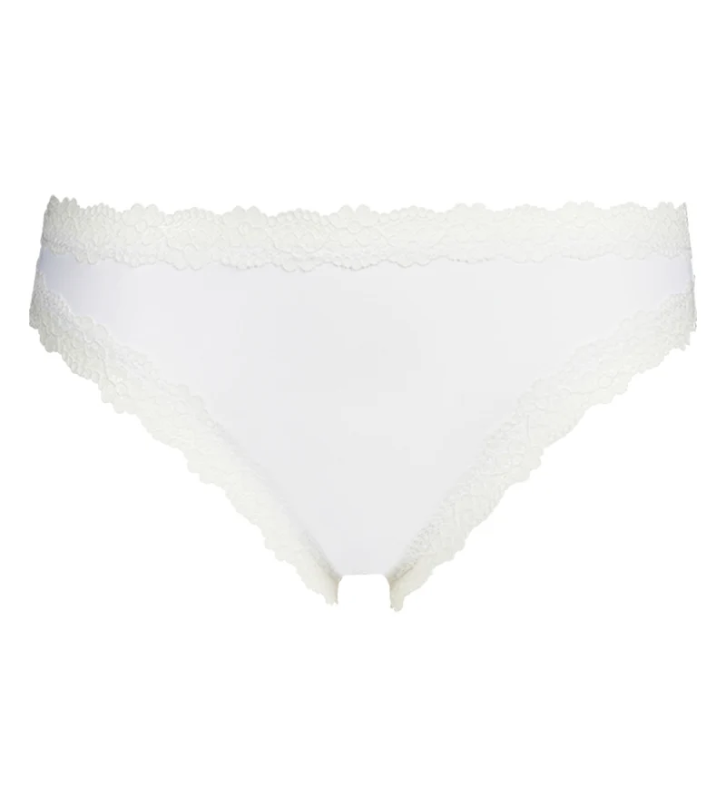 Slip brésilien femme invisible en microfibre et dentelle Blanc Dim