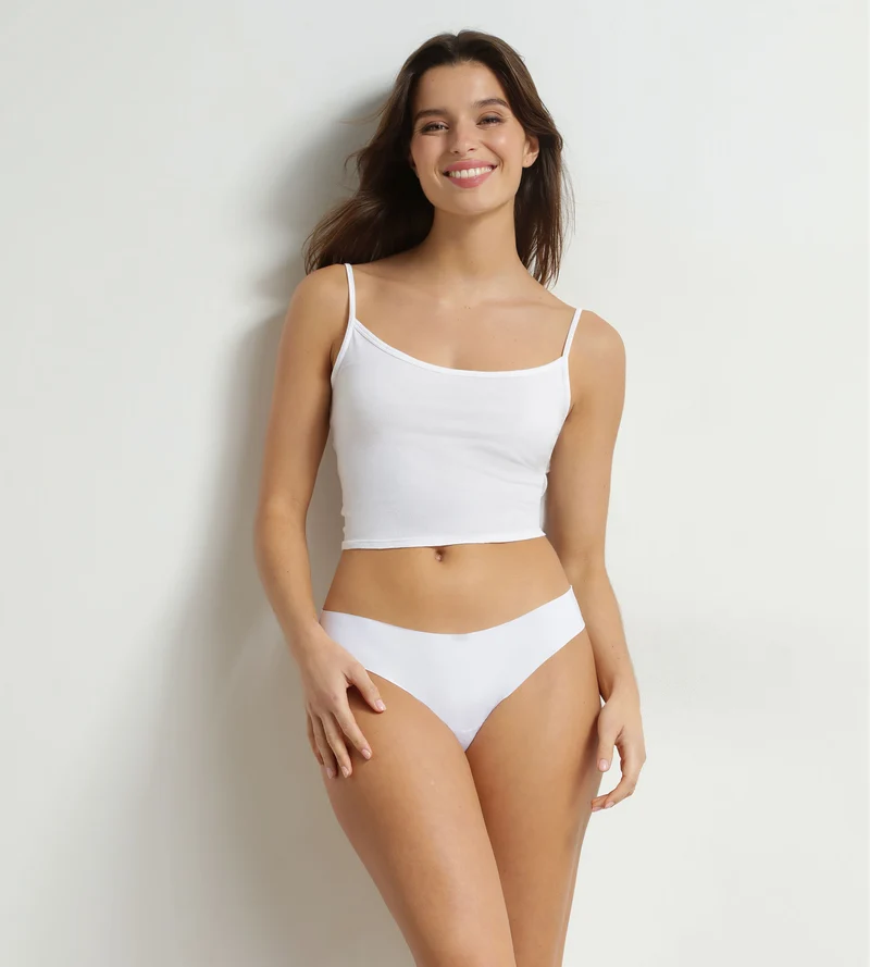 Slip brésilien femme invisible en microfibre Blanc Dim