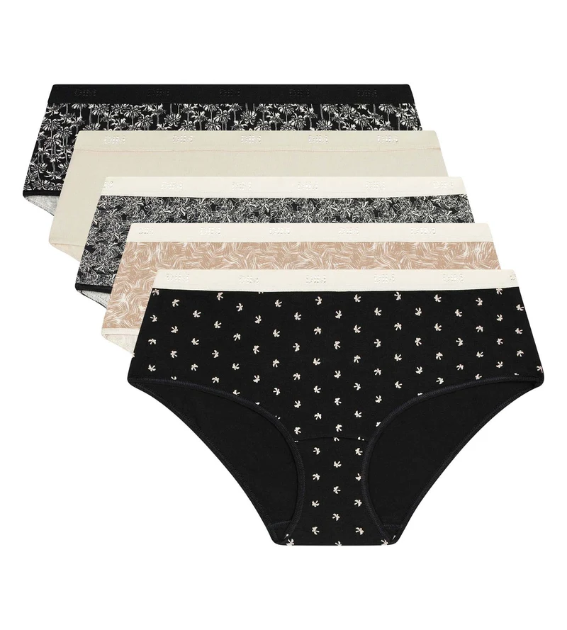 Lot de 5 boxers femme coton stretch motif tropique Les Pockets