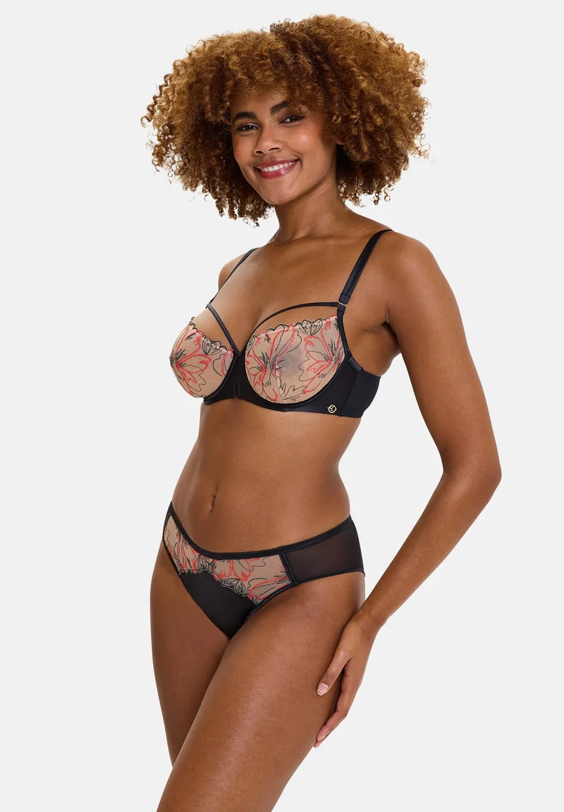 Soutien-gorge corbeille Alberta Noir & Rouge Poppy