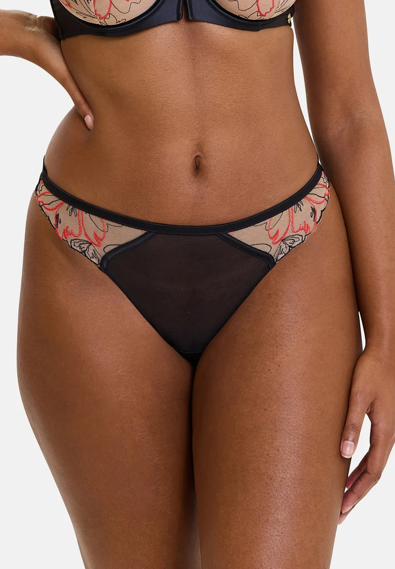 Tanga Alberta Noir & Rouge Poppy