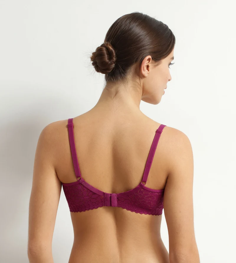 Soutien-gorge sans armatures en dentelle florale fruits rouges Daily Dentelle