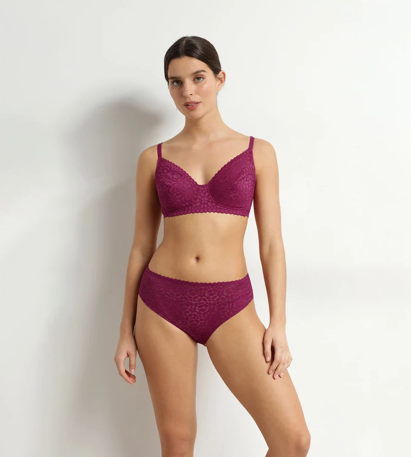 Soutien-gorge sans armatures en dentelle florale fruits rouges Daily Dentelle