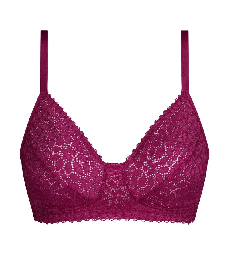 Soutien-gorge sans armatures en dentelle florale fruits rouges Daily Dentelle