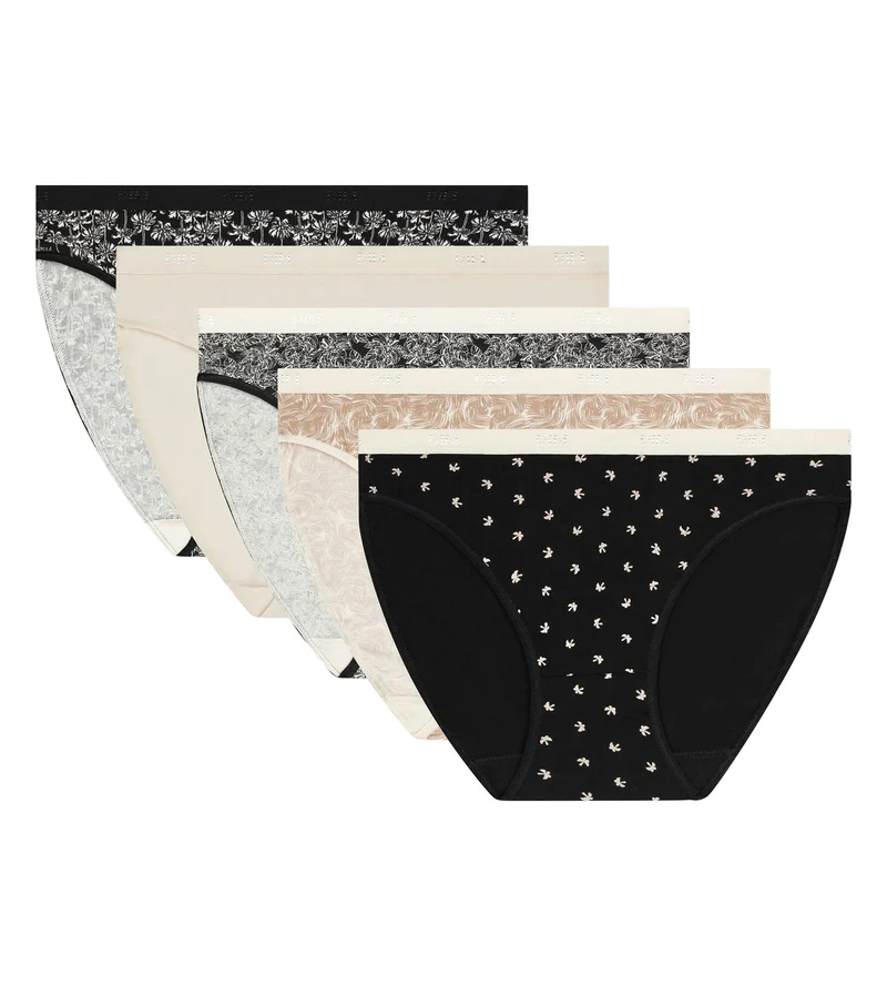 Lot de 5 slips femme coton stretch motif tropical Les Pockets