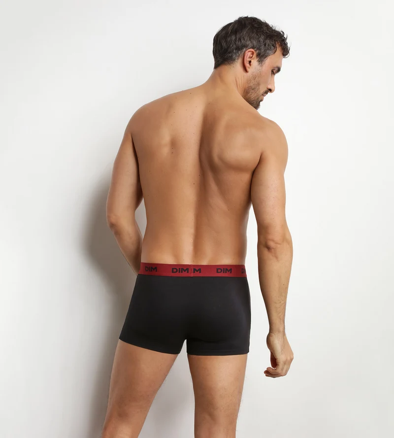 Lot de 3 boxers homme noir ceinture colorée Flamme Mix & Colors