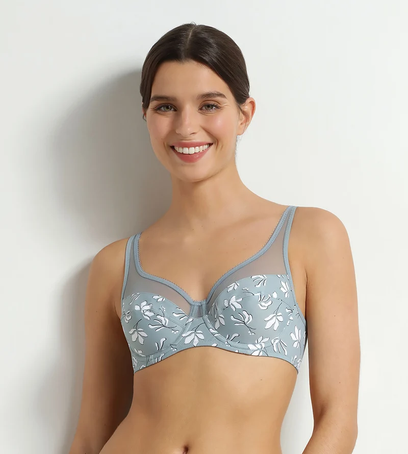 Soutien-gorge emboîtant en microfibre et tulle Sauge Fleurie Generous
