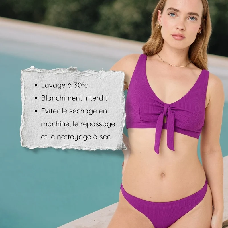 Haut de maillot de bain post-opératoire violet Malou