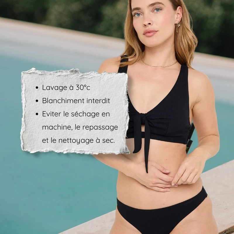 Haut de maillot de bain post-opératoire noir Malou