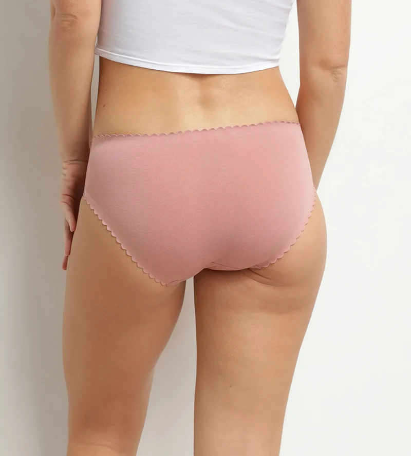 Lot de 2 slips femme coton stretch Marron Rose Body Touch