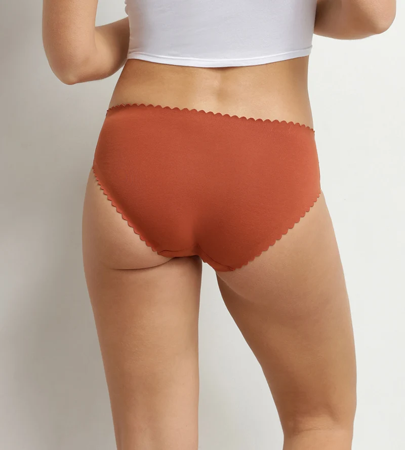 Lot de 2 slips femme coton stretch Blanc Brun Body Touch