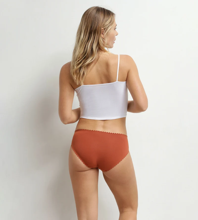 Lot de 2 slips femme coton stretch Blanc Brun Body Touch