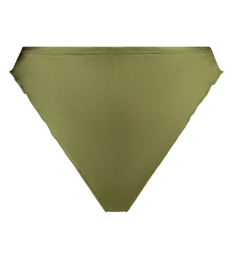 Slip brésilien en microfibre satinée Vert Kaki Silk Radiance
