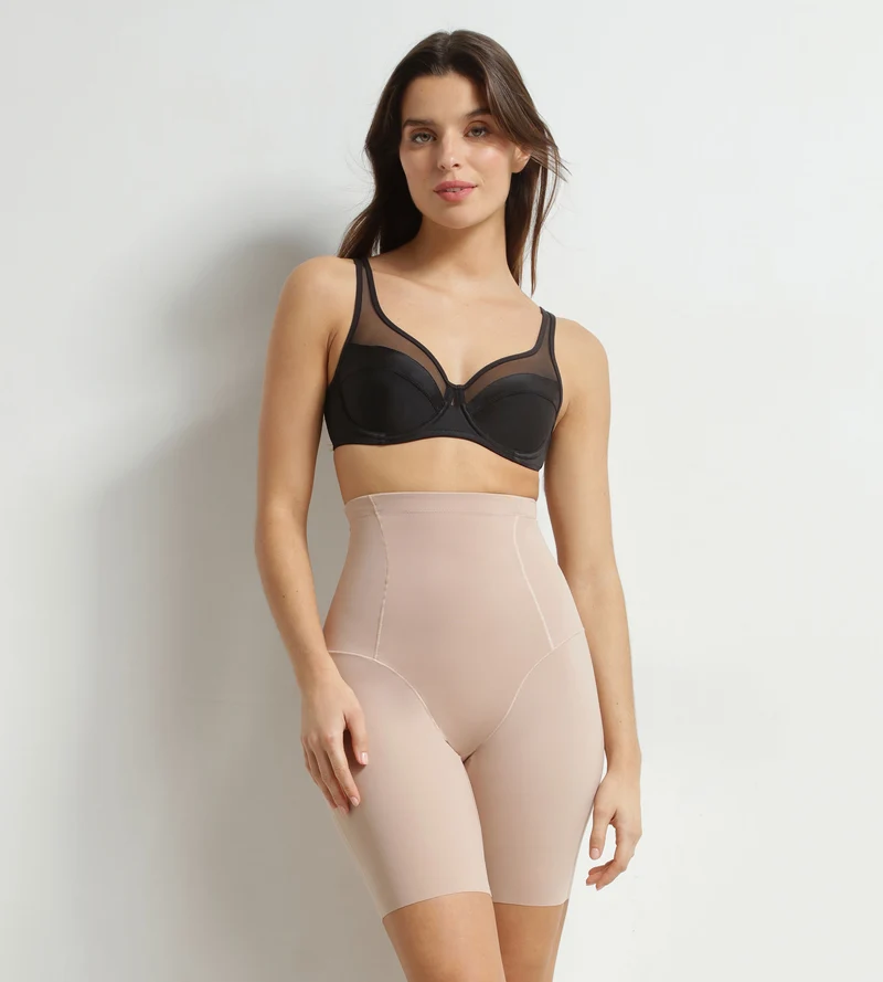 Shorty long gainant femme en microfibre Nude Dim Silhouette Contour