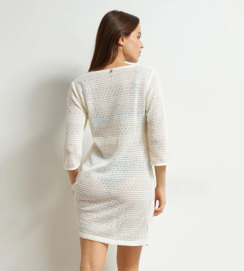 Robe de plage femme en maille Écru Dim