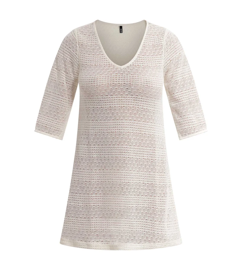 Robe de plage femme en maille Écru Dim